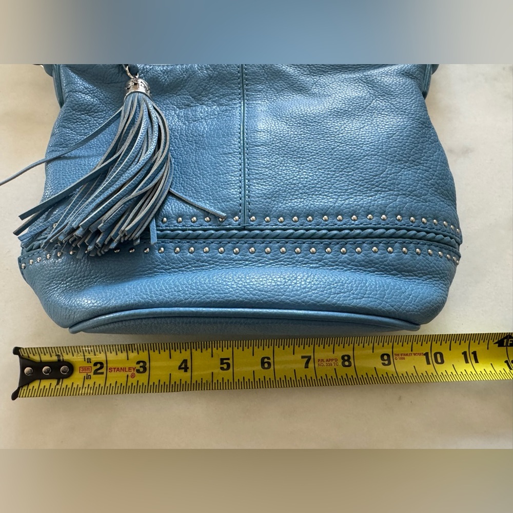 Brighton Blue Hobo Bag with Tassel and Studs - Picture 9 of 12